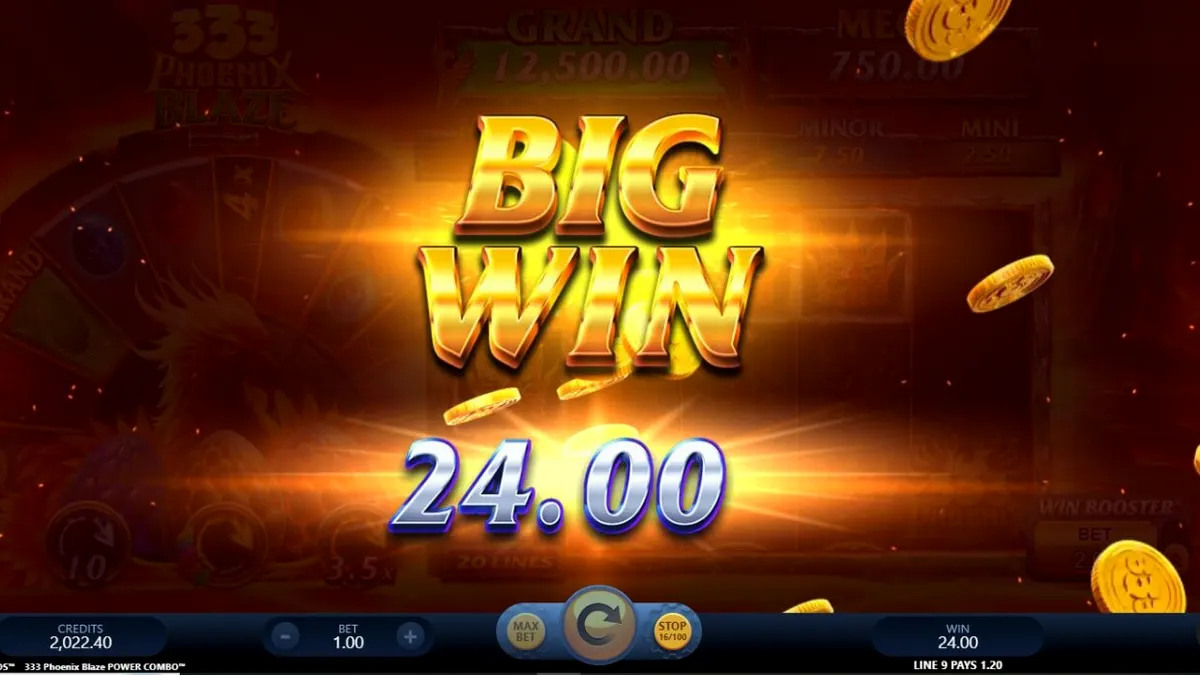 Tampilan visual slot 333 Phoenix Blaze Power Combo dengan tema vulkanik dan phoenix